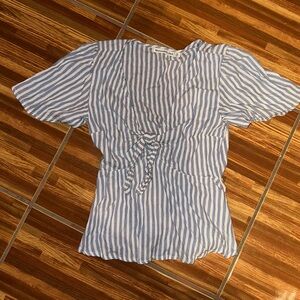 Abercrombie & Fitch Blue White Striped Front Tie Blouse XS